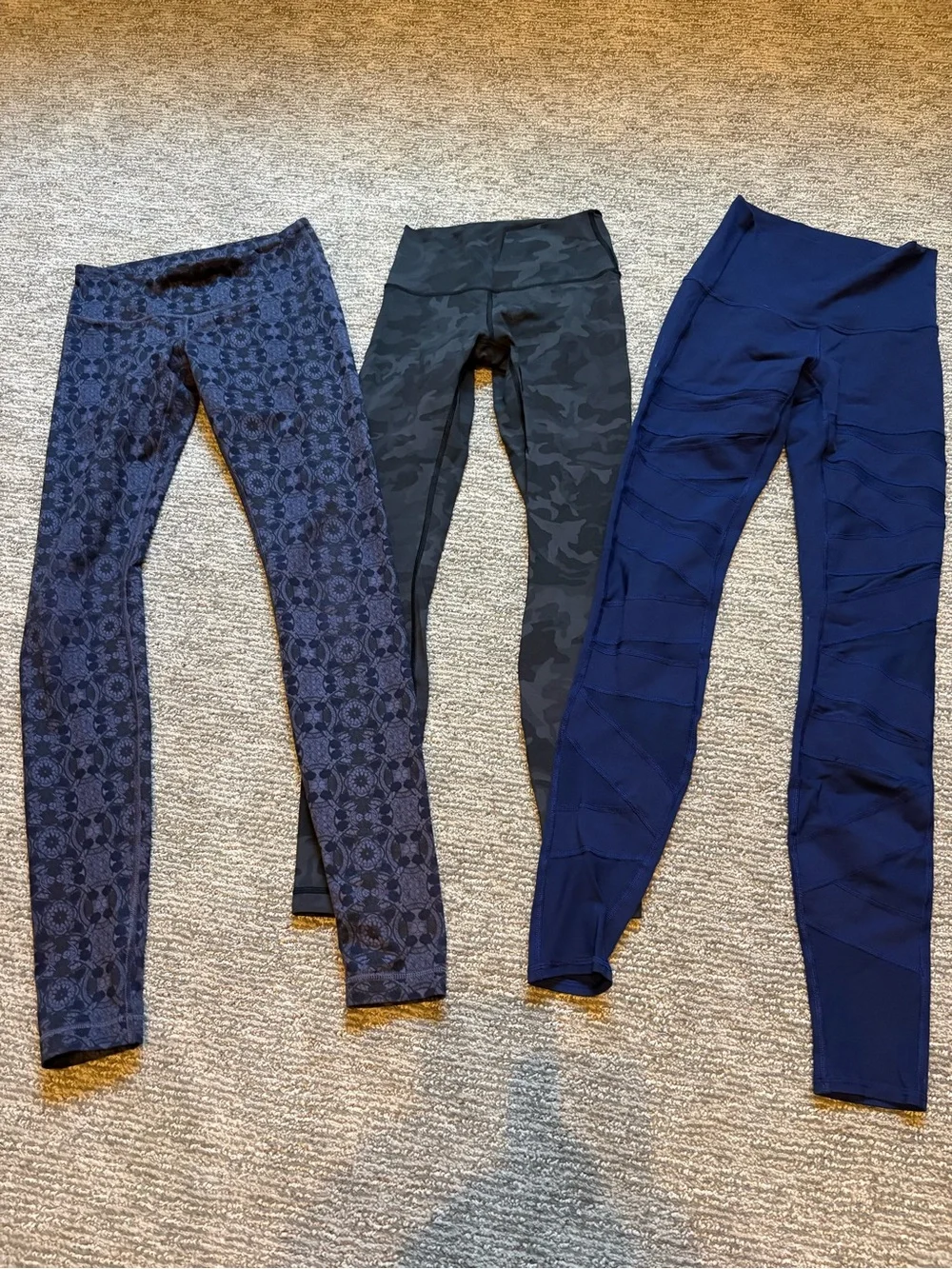 lululemon athletica Bundle- Navy, Black Camo, and Patterned Leggings Trio